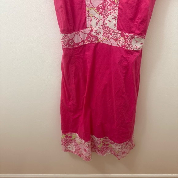 Lilly Pulitzer white label medium vintage Pink Floral Trim V-Neck Dress - Picture 3 of 16